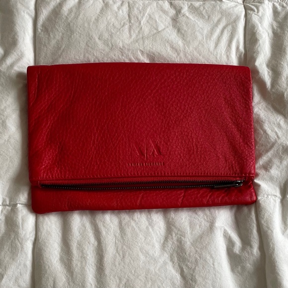 Armani Exchange Red Leather Clutch - Picture 1 of 4